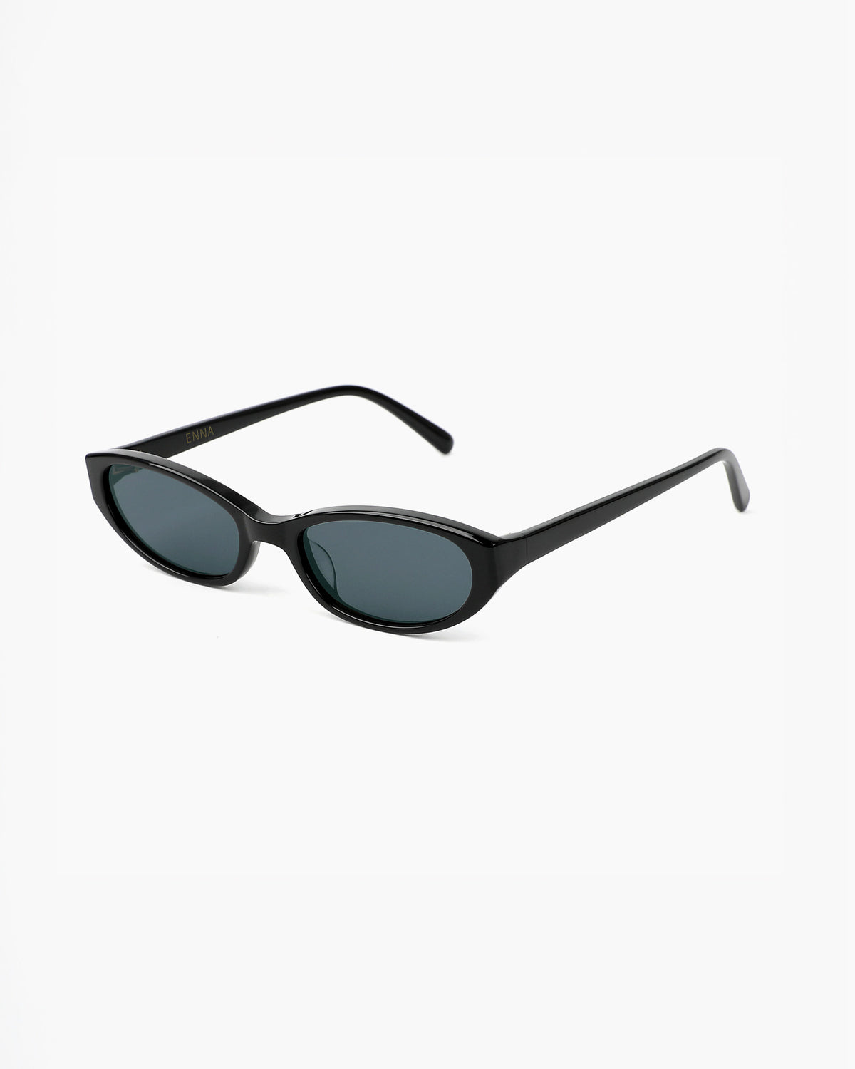 Premium Acetate Slim Remi Black sunglasses by ENNA, 3/4 open view