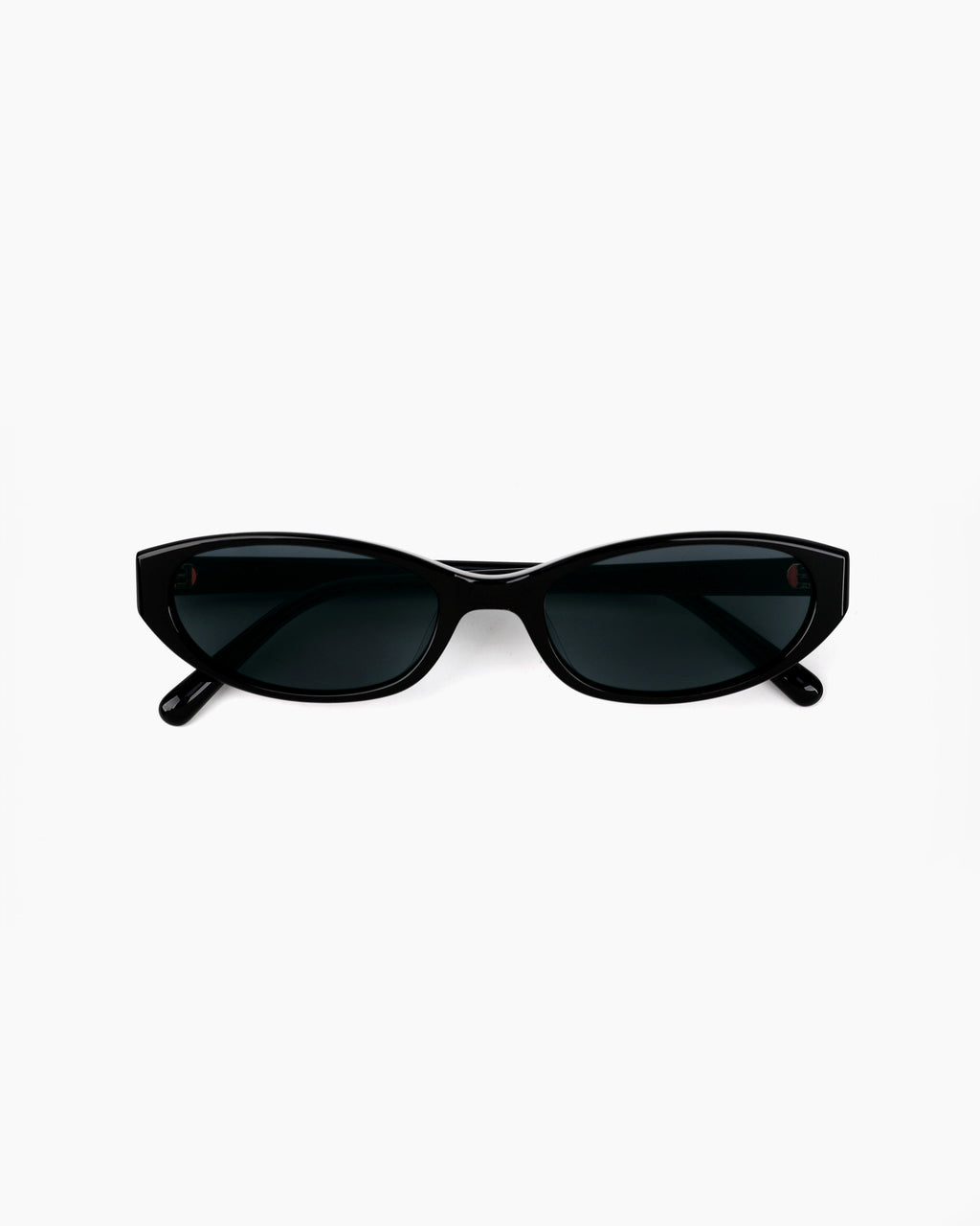 Premium Acetate Slim Remi Black sunglasses by ENNA, front closed view