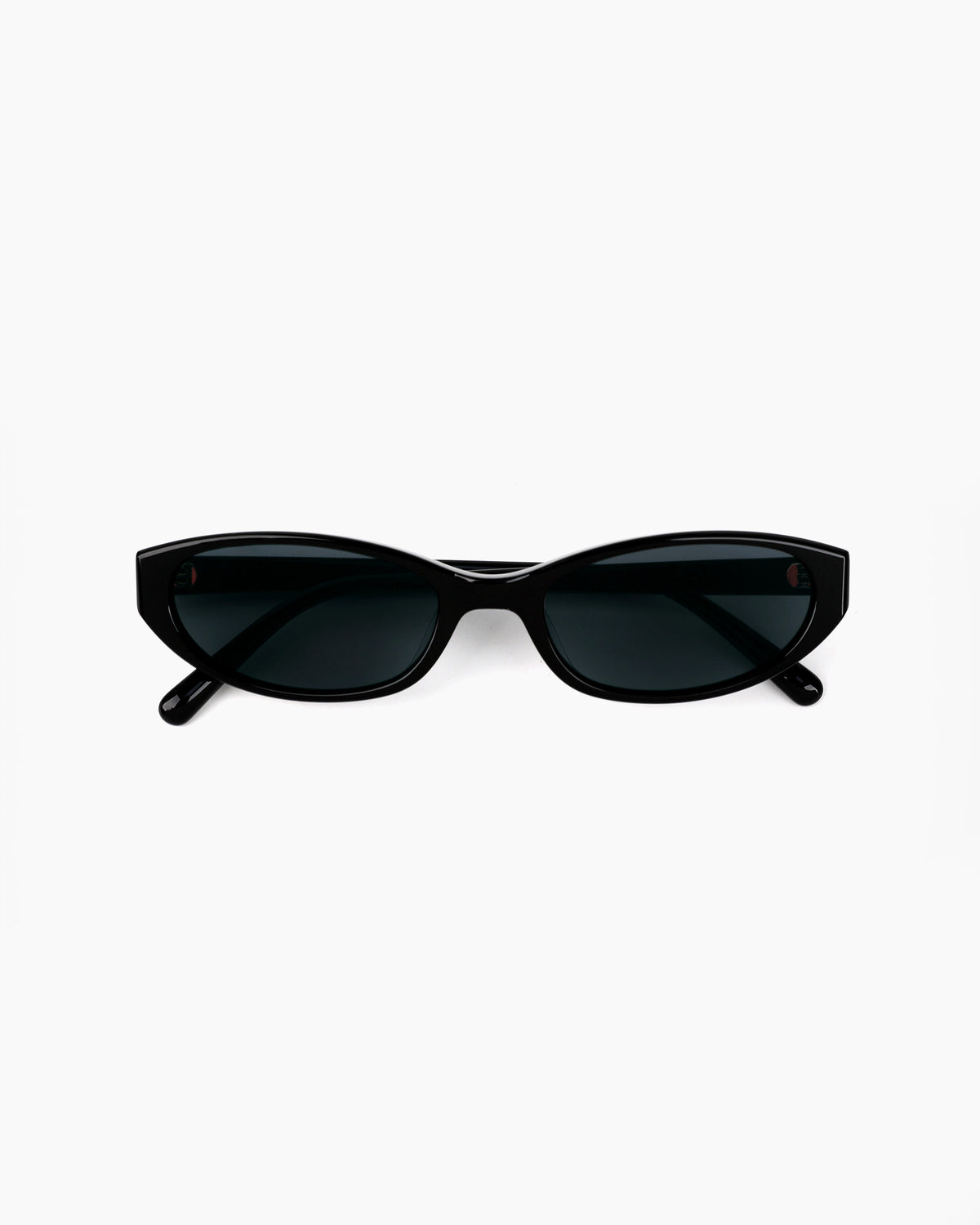 Premium Acetate Slim Remi Black sunglasses by ENNA, front closed view