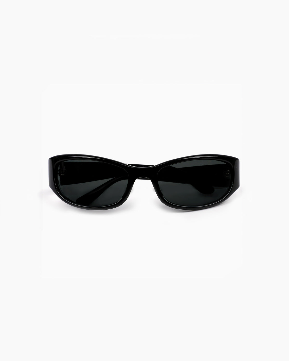 Premium Acetate Sporty Bronte Black sunglasses by ENNA, front closed view