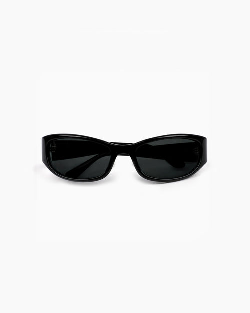 Premium Acetate Sporty Bronte Black sunglasses by ENNA, front closed view