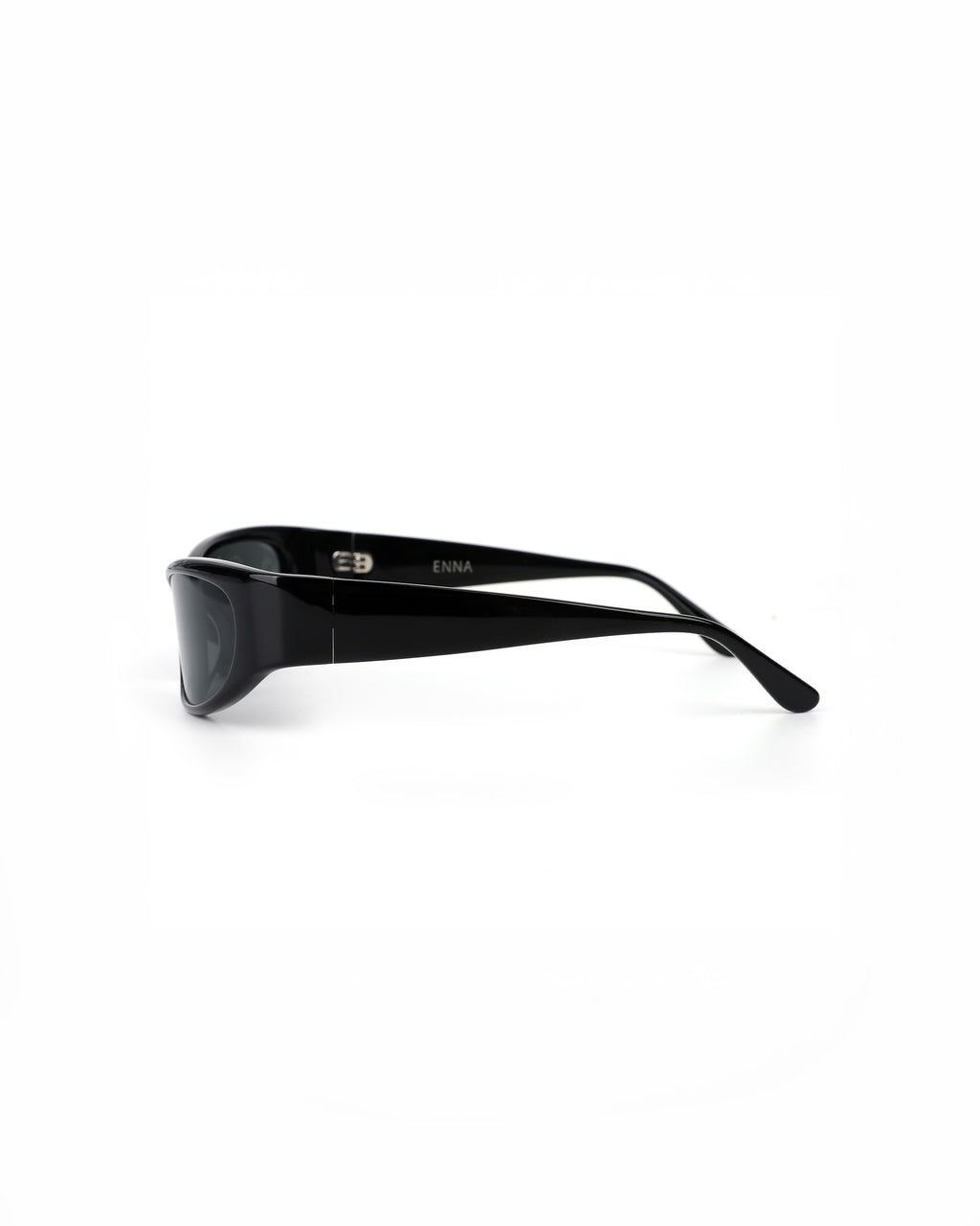Premium Acetate Sporty Bronte Black sunglasses by ENNA, side open view